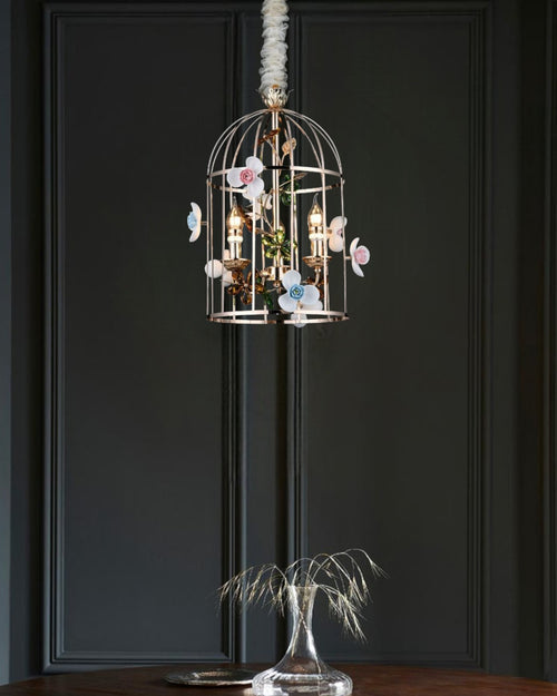 Birdcage Floral Pendant Light - 3 Bulbs